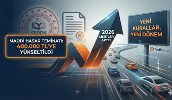 2026 Zorunlu Trafik Sigortası maddi hasar teminatının 400.000 TL'ye yükseltildiğini gösteren, SEDDK logolu ve yükseliş grafikli blog görseli
